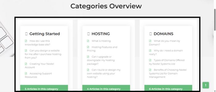 Navigating the Knowledge Base Category Sections